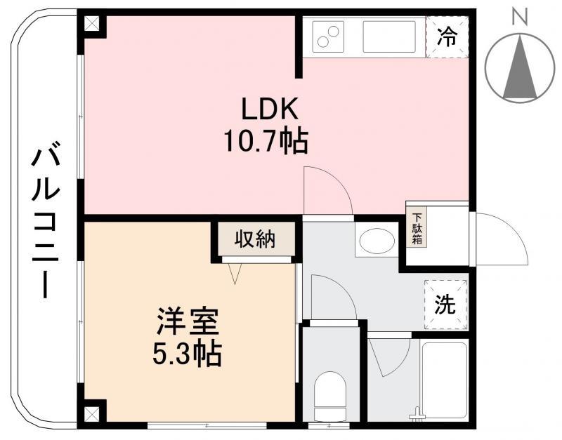 Yビル(1LDK/4階)の間取り写真