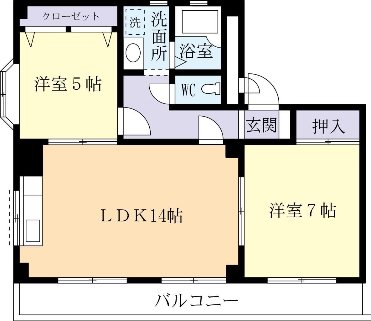 メゾンドHEISEI B(2LDK/2階)の間取り写真