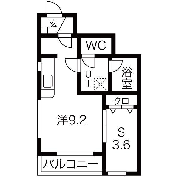 アイワスクエア(1SK/1階)の間取り写真