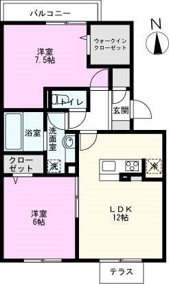 エミネンス(2LDK/1階)の間取り写真