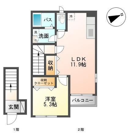 アレグリア(1LDK/2階)の間取り写真