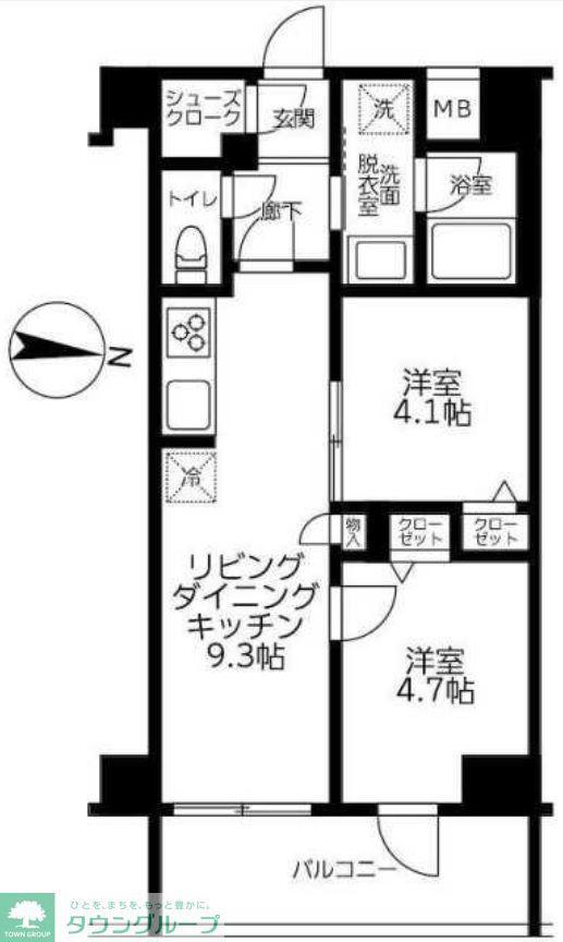 ルフレ プレミアム日暮里(2LDK/1階)の間取り写真