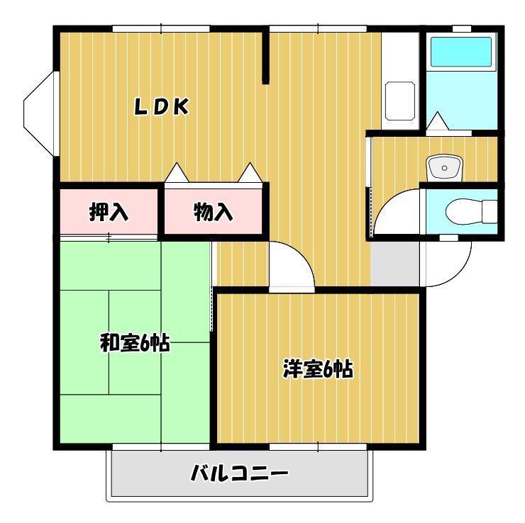 サンビレッジ白金B棟(2LDK/2階)の間取り写真