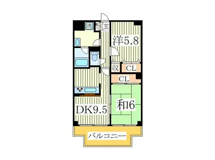 セレブリティーY(2DK/2階)の間取り写真