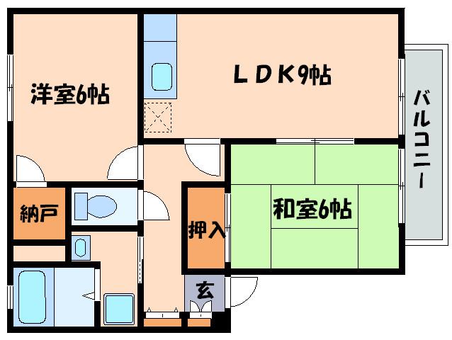 ポピュレール B棟(2LDK/1階)の間取り写真