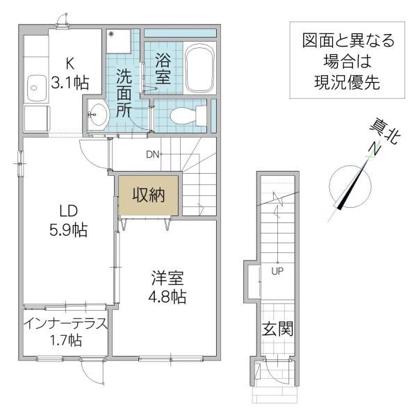 那珂市菅谷字寄居 アパート(1LDK/2階)の間取り写真