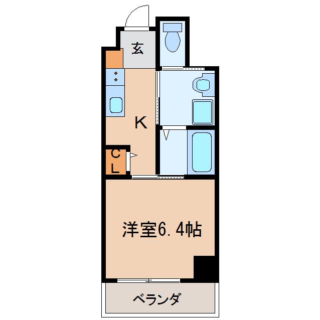 ワイズタワー新栄(1K/6階)の間取り写真
