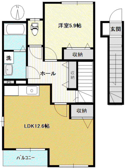 レジデンス向山(1LDK/2階)の間取り写真