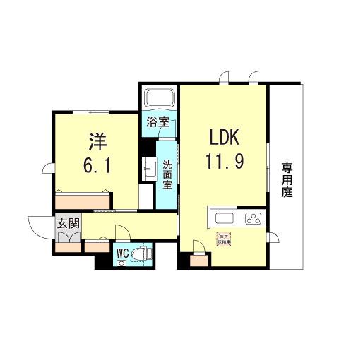SHAMAISONブルーメ(1LDK/1階)の間取り写真