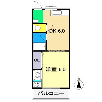ドリームハウス1(1DK/3階)の間取り写真