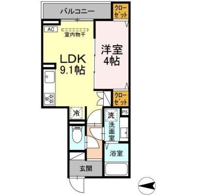 セレスティア西寺尾 A(1LDK/2階)の間取り写真