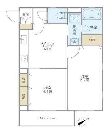 WELLHOUSE東大井(2DK/2階)の間取り写真