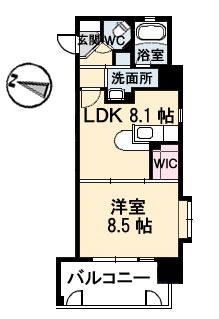 フラットリア御船(1LDK/4階)の間取り写真