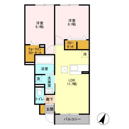 グリーンヴィラ(2LDK/1階)の間取り写真