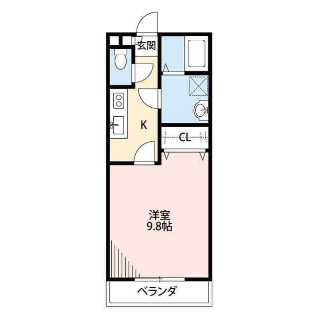 アムール グランアルブル(1K/2階)の間取り写真