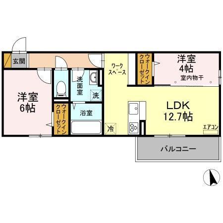 ピースウッド Ⅱ(2LDK/3階)の間取り写真