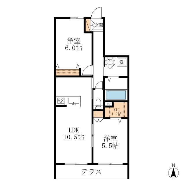 GRAND MER(2LDK/1階)の間取り写真