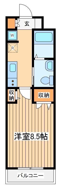 キリエメゾン国立(1K/2階)の間取り写真