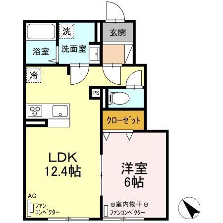 D-ROOM・K(1LDK/1階)の間取り写真