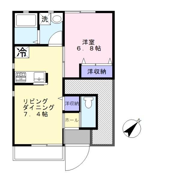 ヴィラージュつばさ(1LDK/1階)の間取り写真