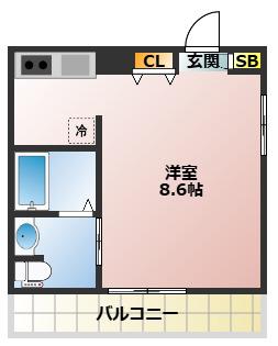 フェリーチェ西勘(ワンルーム/1階)の間取り写真