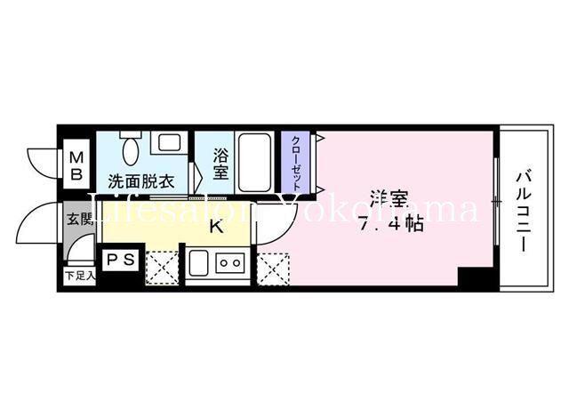 シュガール戸部(1K/6階)の間取り写真