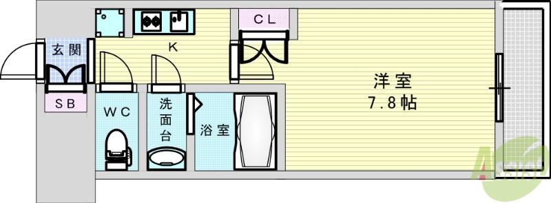 パークフラッツ江坂(1K/9階)の間取り写真