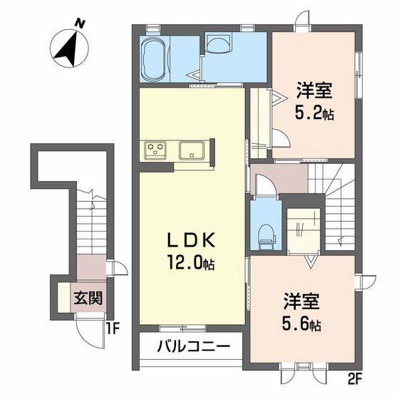 BEAR HILL MACHIDA(2LDK/2階)の間取り写真