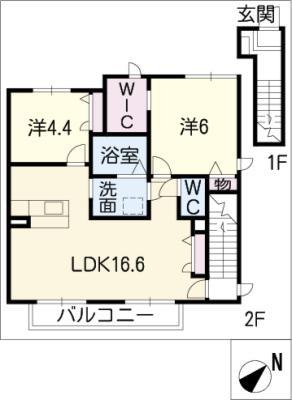 VILLACE A(2LDK/2階)の間取り写真