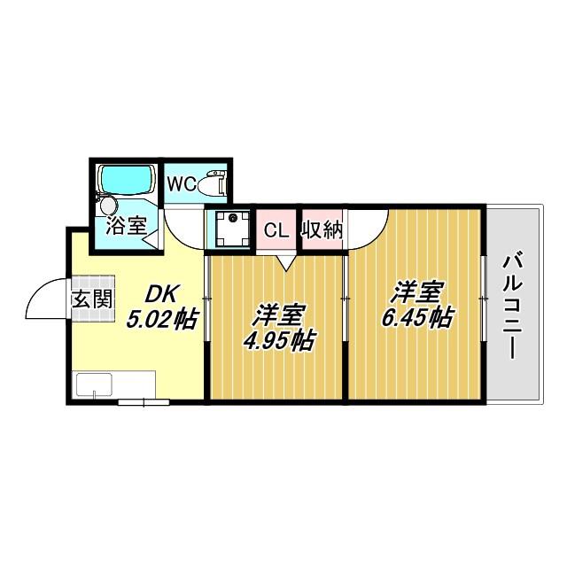 アビコ三栄プラザ(2DK/3階)の間取り写真