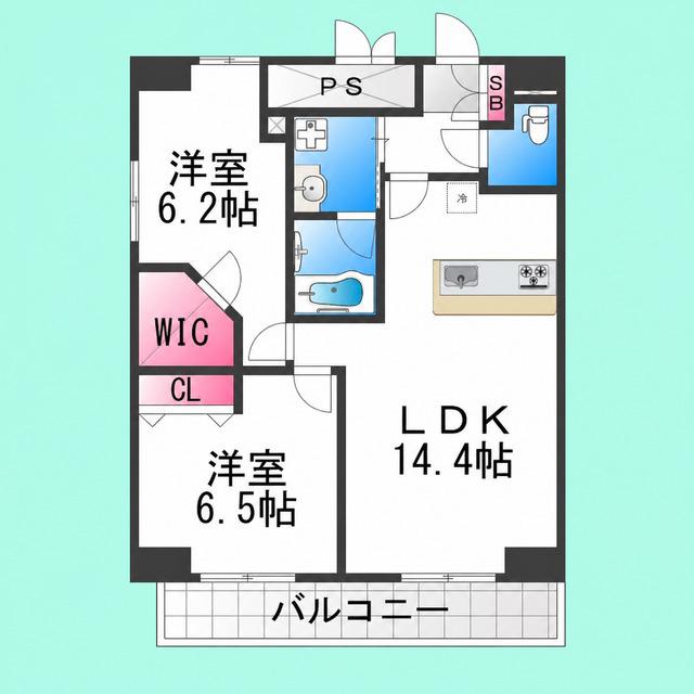 ルノボ`S三国ヶ丘(2LDK/2階)の間取り写真