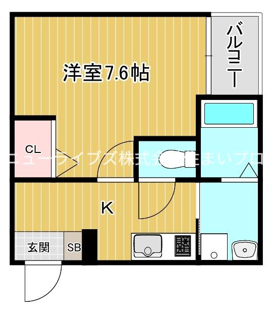イノベ寝屋川(1K/2階)の間取り写真