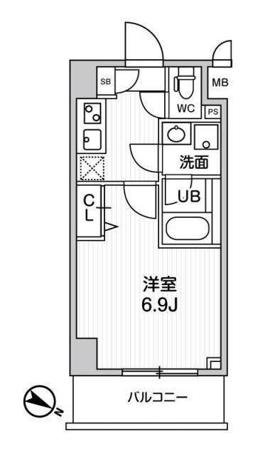ALTERNA横濱阪東橋(1K/11階)の間取り写真