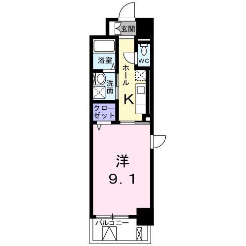 ヒラソル 瀬田(1K/7階)の間取り写真