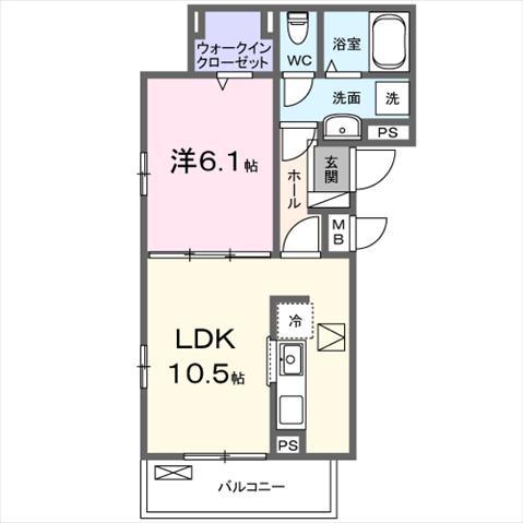 フォンテーヌIII(1LDK/1階)の間取り写真