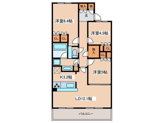 S-FORT横浜青葉台(3LDK/2階)の間取り写真