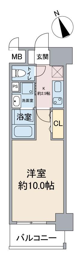 スカイコート千代田(1K/4階)の間取り写真
