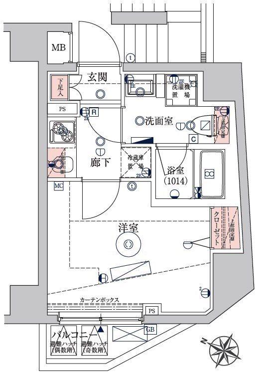 ベルシード横濱ウエスト(1K/7階)の間取り写真