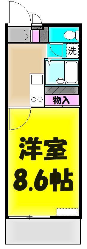 マーレ戸田公園(1K/3階)の間取り写真