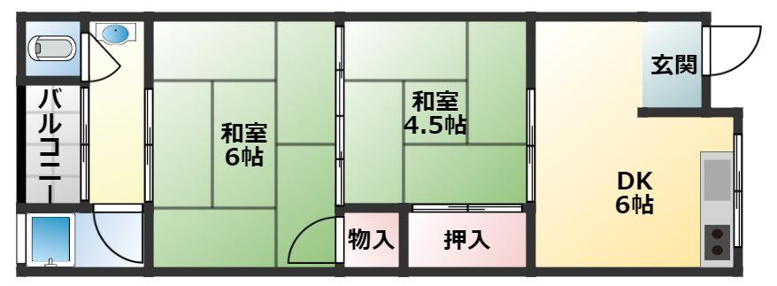 漁野文化(2DK/1階)の間取り写真
