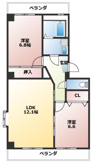 エトワール桜B(2LDK/3階)の間取り写真
