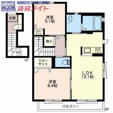 LE LIS しぶみ(2LDK/2階)の間取り写真