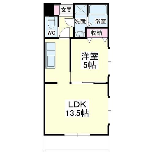 マンション花水木(1LDK/3階)の間取り写真