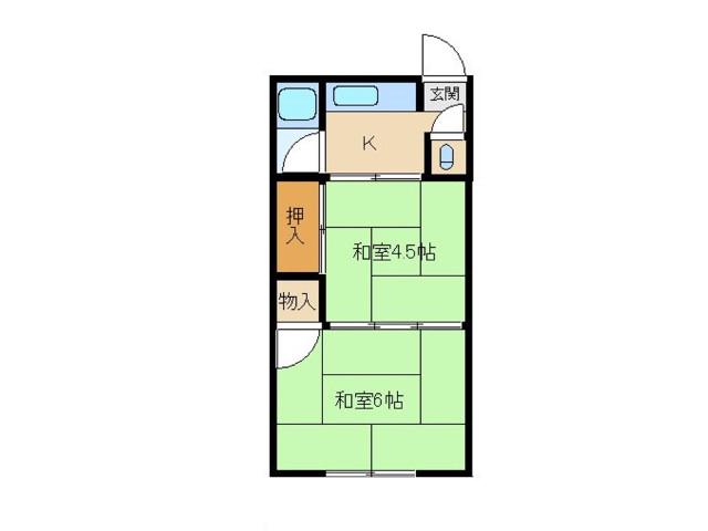 第二中野フラッツ(2K/1階)の間取り写真