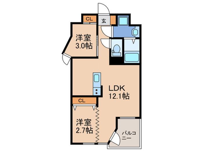 INFINITY∞GRANDE(2LDK/2階)の間取り写真