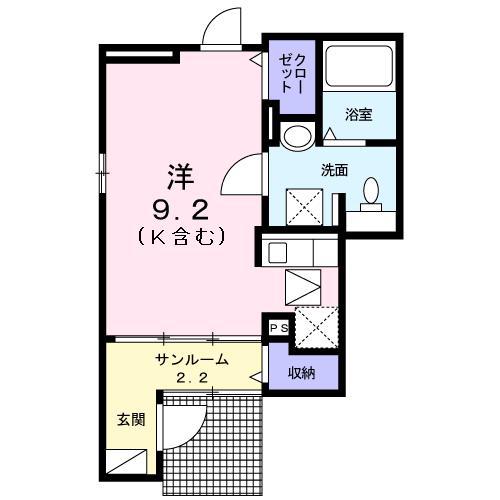 マーキュリーII(ワンルーム/1階)の間取り写真