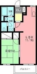 ロワール上河内II(1LDK/2階)の間取り写真