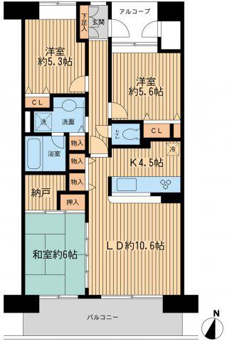 アソシエール溝の口(3LDK/11階)の間取り写真
