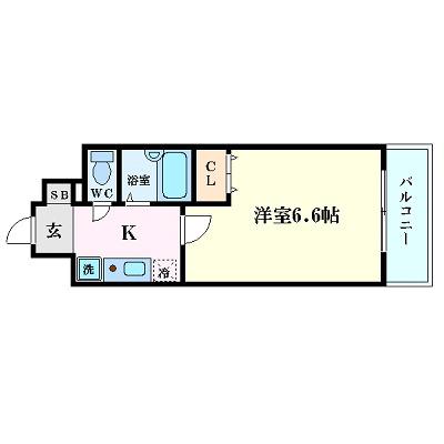 エスリード 京橋ステーションプラザ(1K/2階)の間取り写真