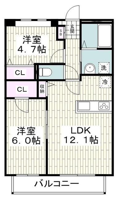 ドルチェ横濱鶴ヶ峰(2LDK/2階)の間取り写真